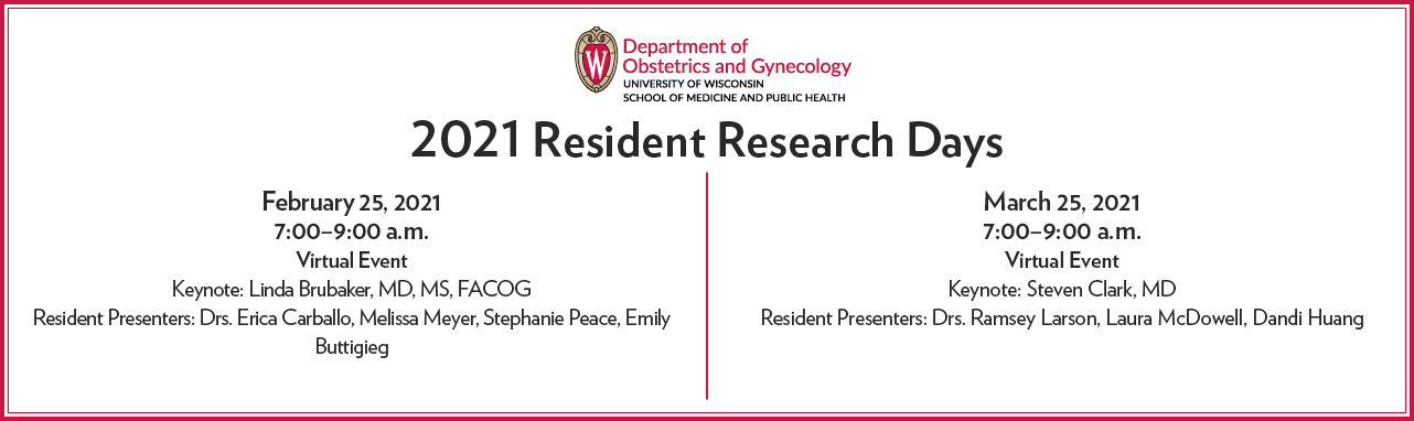  Mark your calendars for two Resident Research Days